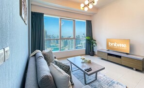 Deluxe Apartment | Living area - bnbme Unparalleled Luxury Marina Walk 3306 (Dubai)