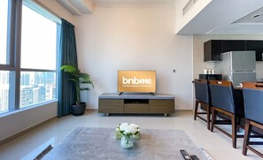Deluxe Apartment | Living area - bnbme Unparalleled Luxury Marina Walk 3306 (Dubai)
