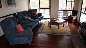 DVD player, video library, stereo