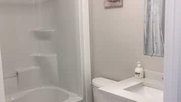 Secadora de cabello, toallas, jabón, shampoo