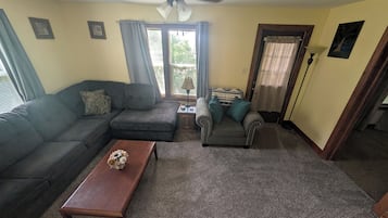 Smart TV, DVD player, books, music library