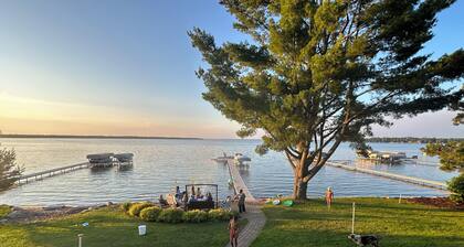 Beautiful lake home on the sandy south shores of Pelican Lake.