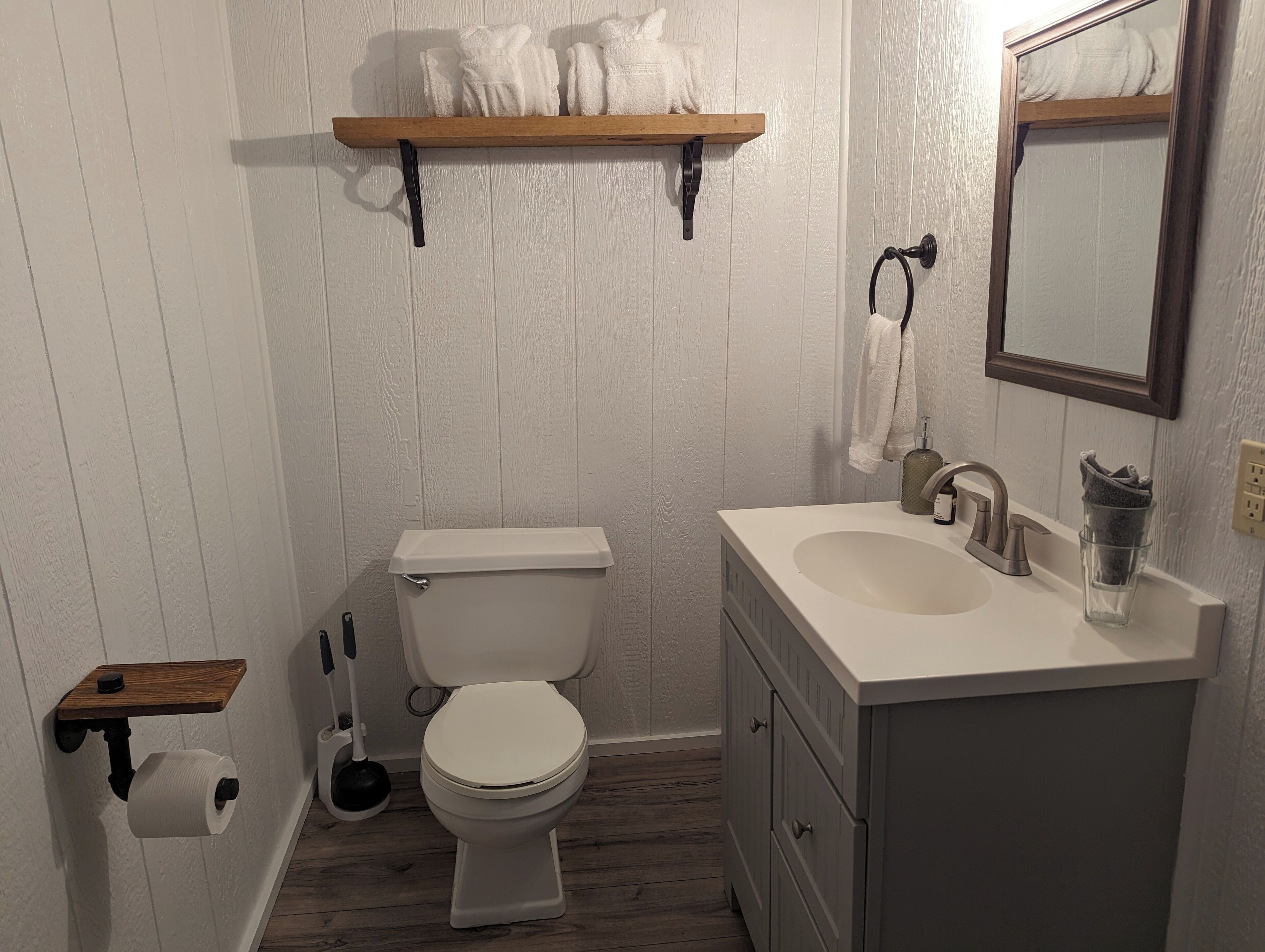 Adventure Cabin + Hot Tub at Loblolly Pines | Bathroom | Shower, free toiletries, hair dryer, towels