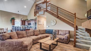 Smart TV, fireplace, video games, DVD player