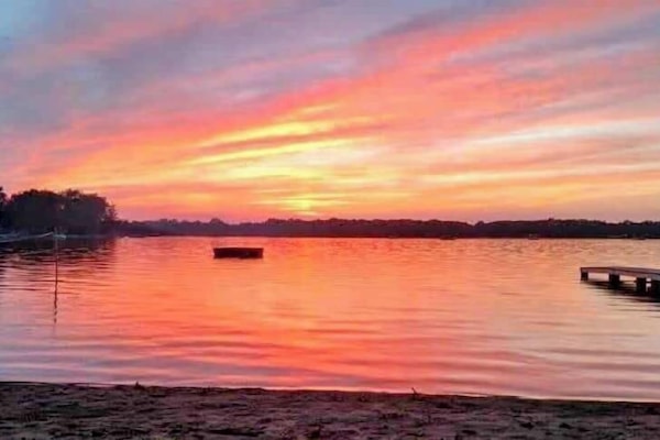 Beach sunset from across the street