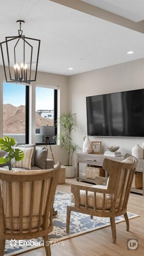 Smart TV, fireplace, video games