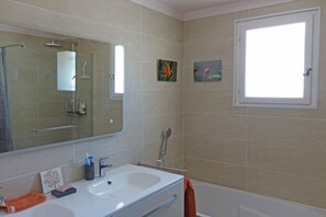 Combined shower/bathtub