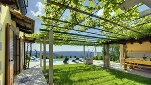 Terrace/patio - Villa in Lupoglav with Pool near the Sea (DOLENJA VAS (LUPOGLAV))