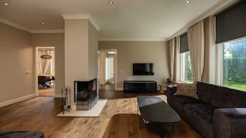 TV, fireplace, foosball, table tennis