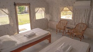 Småhus – deluxe, 2 enkeltsenger | 1 soverom og sengetøy