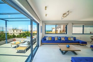Smart TV, stereo - Naval villa-Panoramic sea view villa with heated roof pool (Tavronitis)