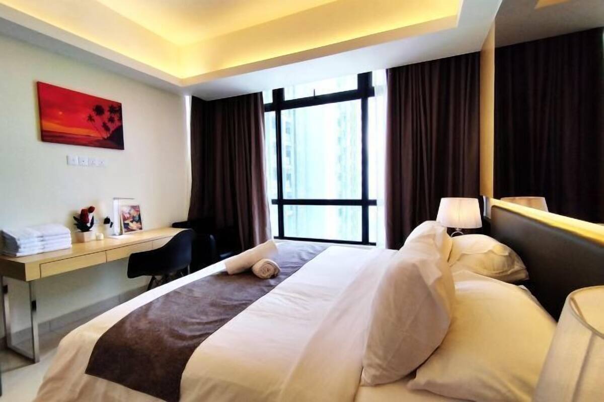 3 bilik tidur, langsir/tirai gelap terus, seterika/papan seterika