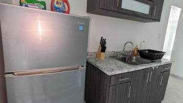 Fridge, microwave, toaster