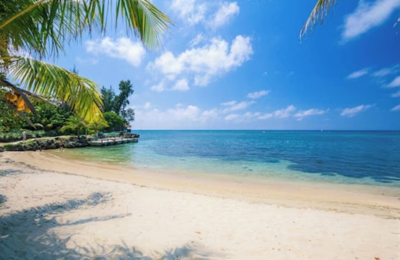 On the beach, sun-loungers, beach towels
