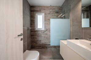 シャワー、ヘアドライヤー、タオル、トイレットペーパー