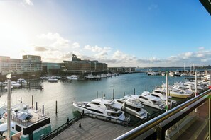Stunning marina views from the adjacent building's rooftop.