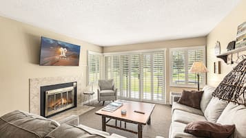 TV, fireplace