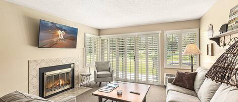 Televisión y chimenea