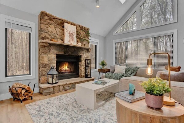 TV, fireplace, offices