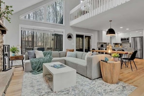 TV, fireplace, offices