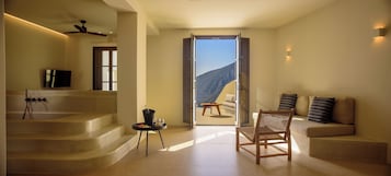 Senior Suite, Private Pool, Sea View | Living area | 42-inch Smart TV with cable channels