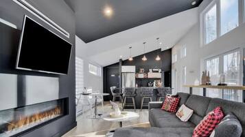 TV, fireplace, offices