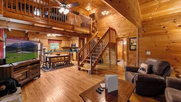 Smart TV, fireplace, foosball, stereo