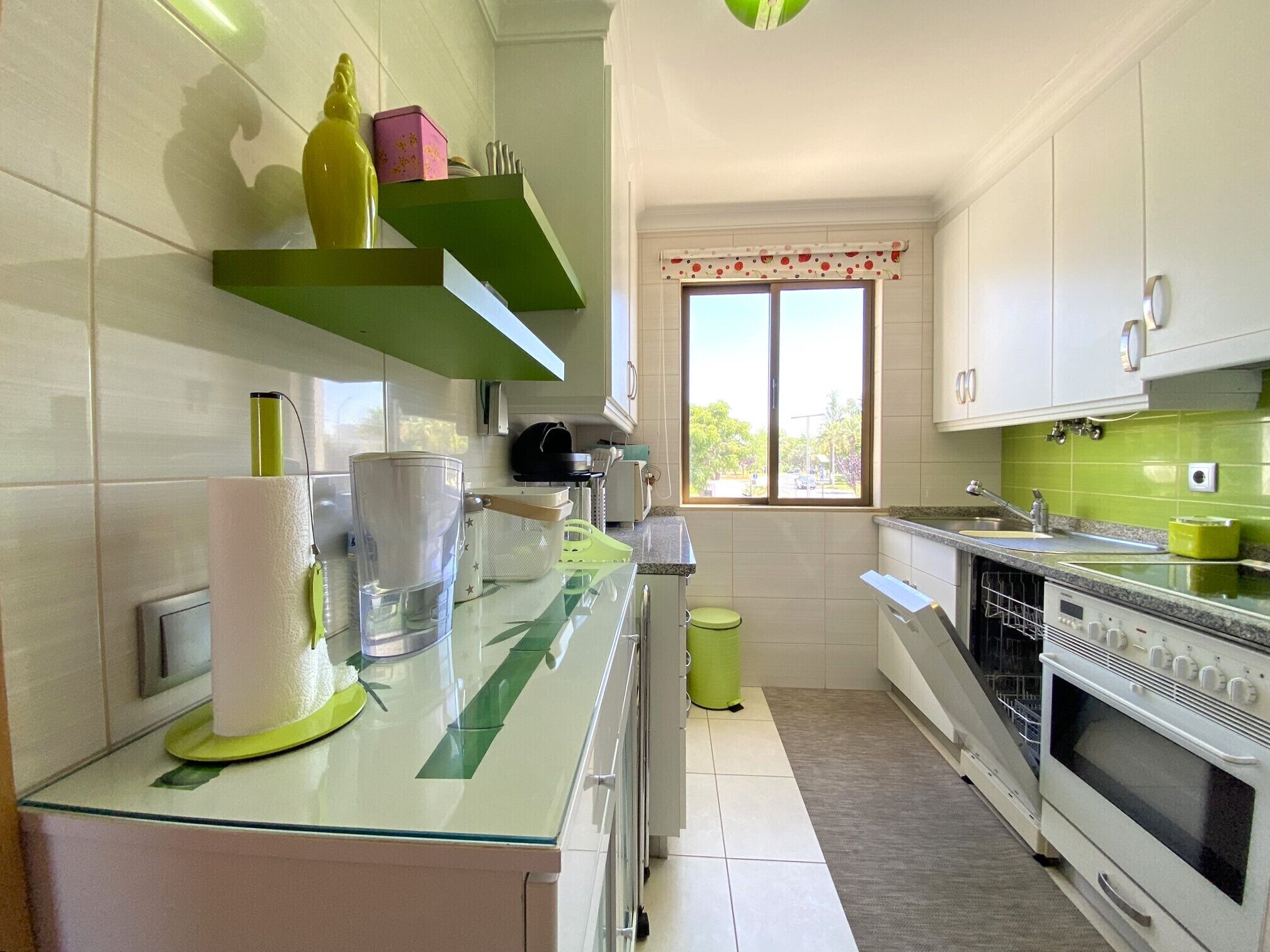 Fridge, microwave, oven, dishwasher