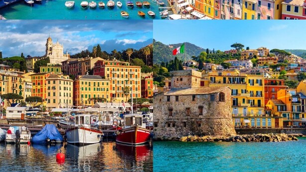 A coastal town with colorful buildings, a marina with boats, and a historic fort. - [La terrazza di Chiavari] (Chiavari)