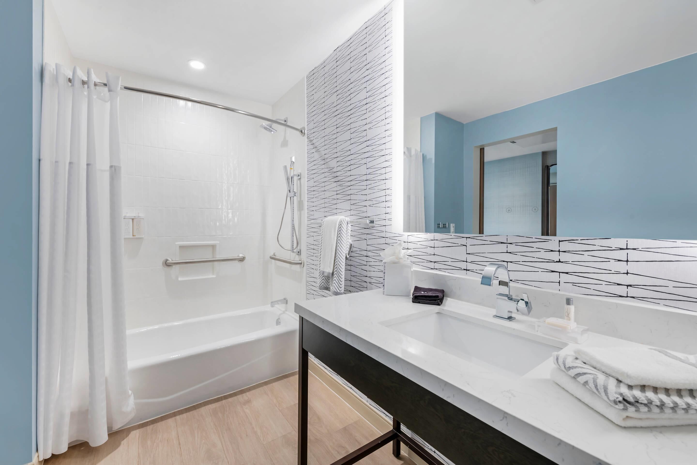 Eco-friendly toiletries, hair dryer, towels, soap
