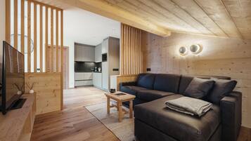 Superior Apartment | Living area | LED TV, DVD player, heated floors