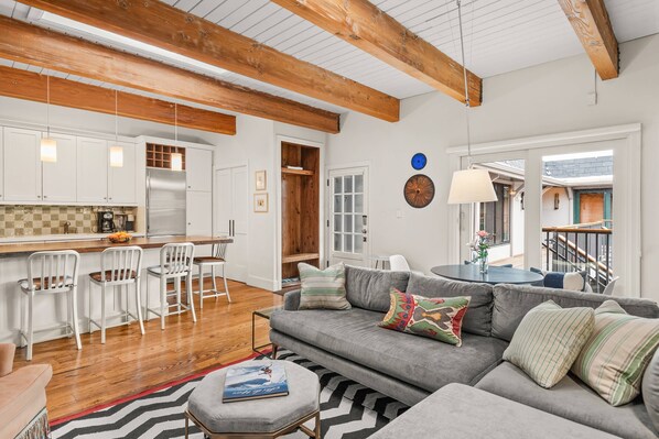 Condo (Chateau DuMont 16) | Living area | 40-inch flat-screen TV with cable channels, fireplace