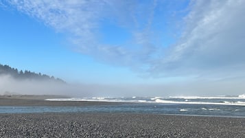 Una spiaggia nelle vicinanze, lettini da mare