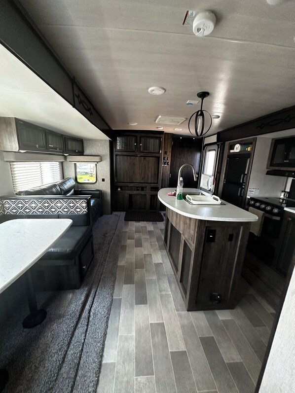 Deluxe Mobile Home | Living area - Sunnyside Resort (Bonfield)