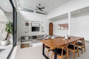 Deluxe Villa, 3 Bedrooms, Private Pool, Pool View | Living area | 32-inch Smart TV with digital channels - Villa Kanina by Alfred in Bali (Pecatu)