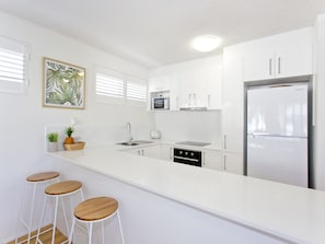 Fridge, microwave, stovetop, dishwasher