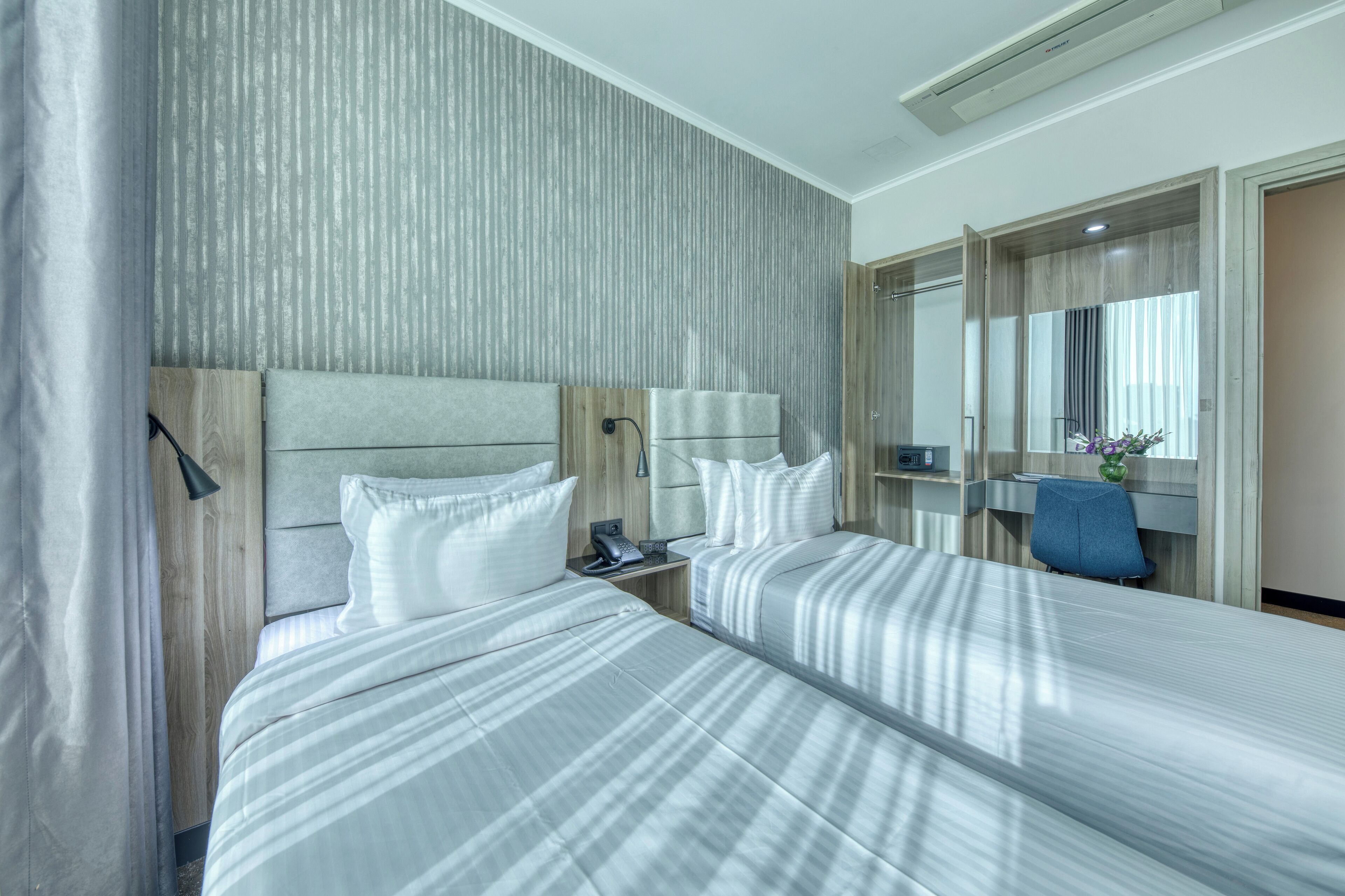 senior triple room, 2 bedrooms | 1 bedroom, desk, laptop workspace, bed sheets