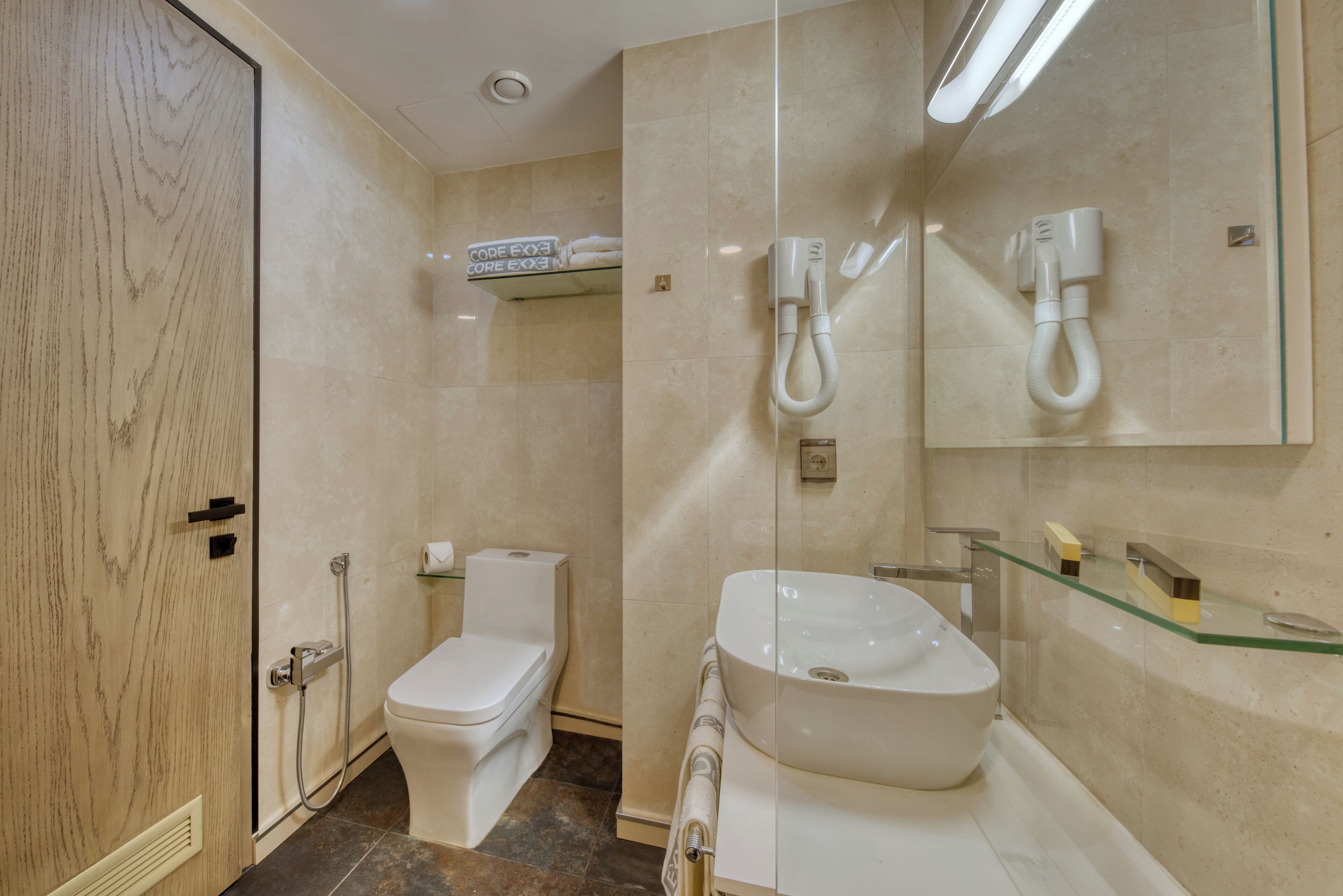 junior double or twin room, 1 queen bed | bathroom | shower, hair dryer, towels, soap