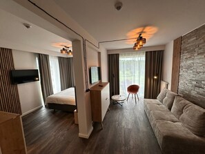 Leilighet – premium, 1 queensize-seng med sovesofa, ikke-røyk | 1 soverom, safe på rommet, skrivebord og strykejern/-brett