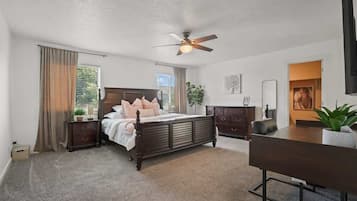 5 bedrooms, desk, iron/ironing board, travel crib