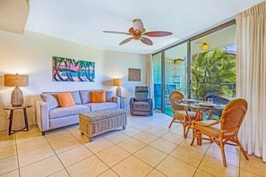 TV, DVD player, books - Waiohuli Beach Hale B-108 Great Location, Ocean Front Complex, Steps to Beach (Kihei)