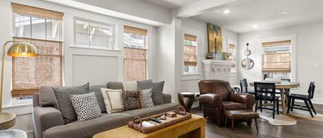 TV, fireplace, offices