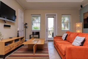 Condo, Multiple Beds, Balcony, Pool View (EMERALD BREEZE 3) | Living area - Sleeps 6 in a 4plex w Pool, Only a Block to Beach (South Padre Island)