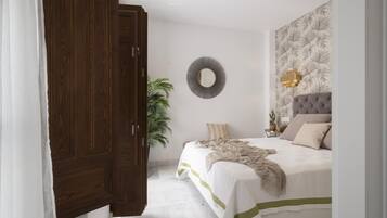 2 bedrooms, iron/ironing board, internet, bed sheets