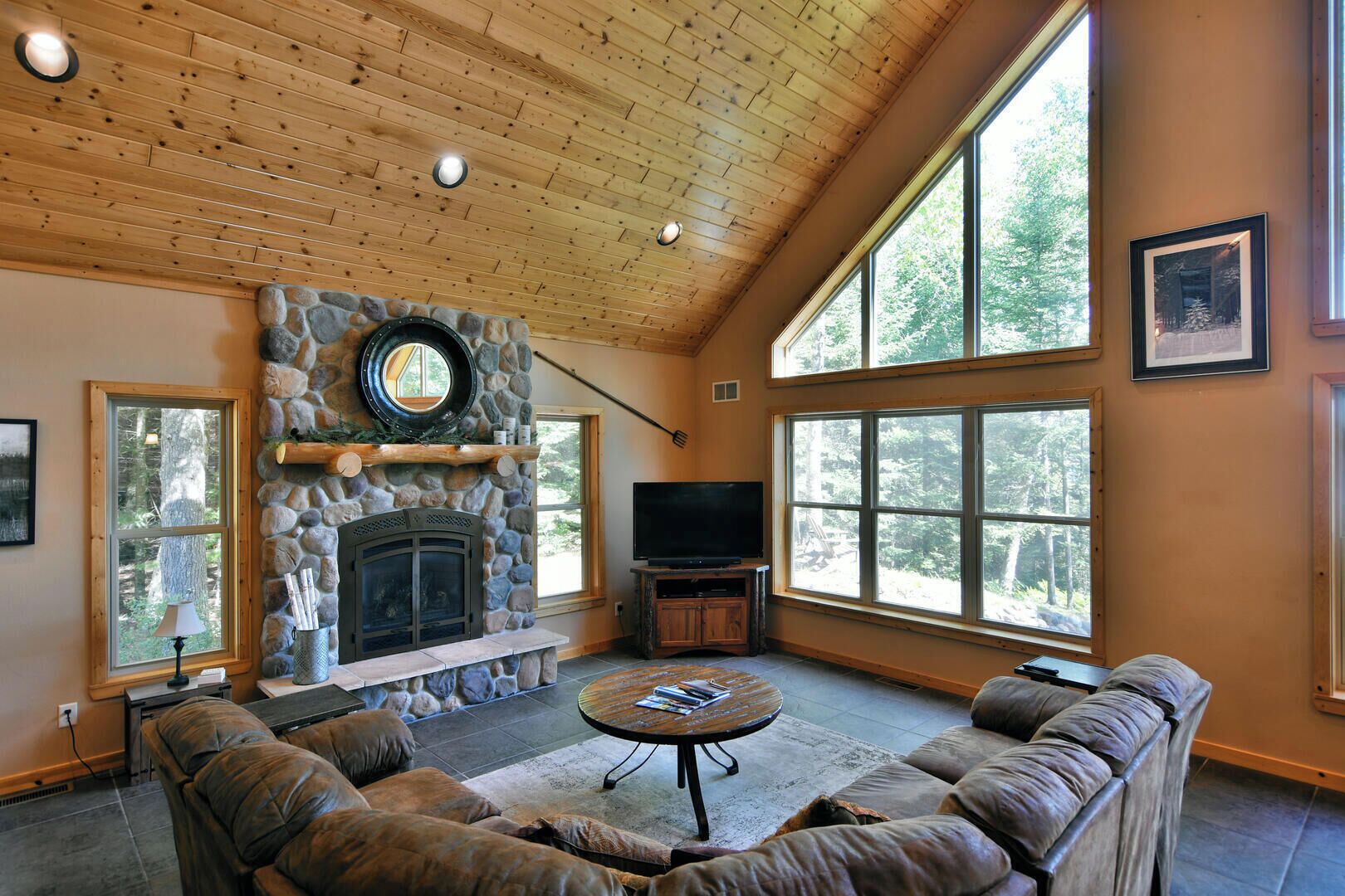 Cabin, Multiple Beds, Fireplace | Living area | TV, fireplace