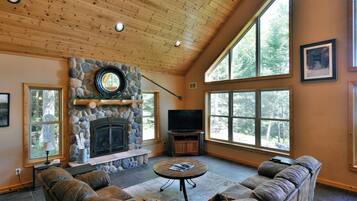 Cabin, Multiple Beds, Fireplace | Living area | TV, fireplace