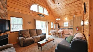 Cabin, Multiple Beds, Kitchen | Living area | TV