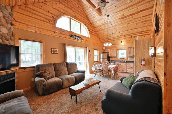 Cabin, Multiple Beds, Kitchen | Living area | TV - The Loft at Blueberry Lake (Couderay)