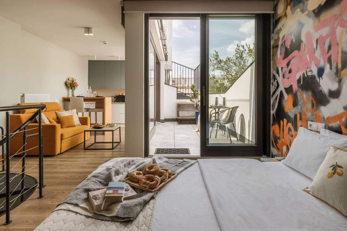 Estudio de diseñador, 1 cama Queen size y sofá cama | Interior