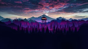A mountain lodge with a tower structure, surrounded by forested mountains and a colorful sky. - dfdfdfdfdfdf (Amritsar)